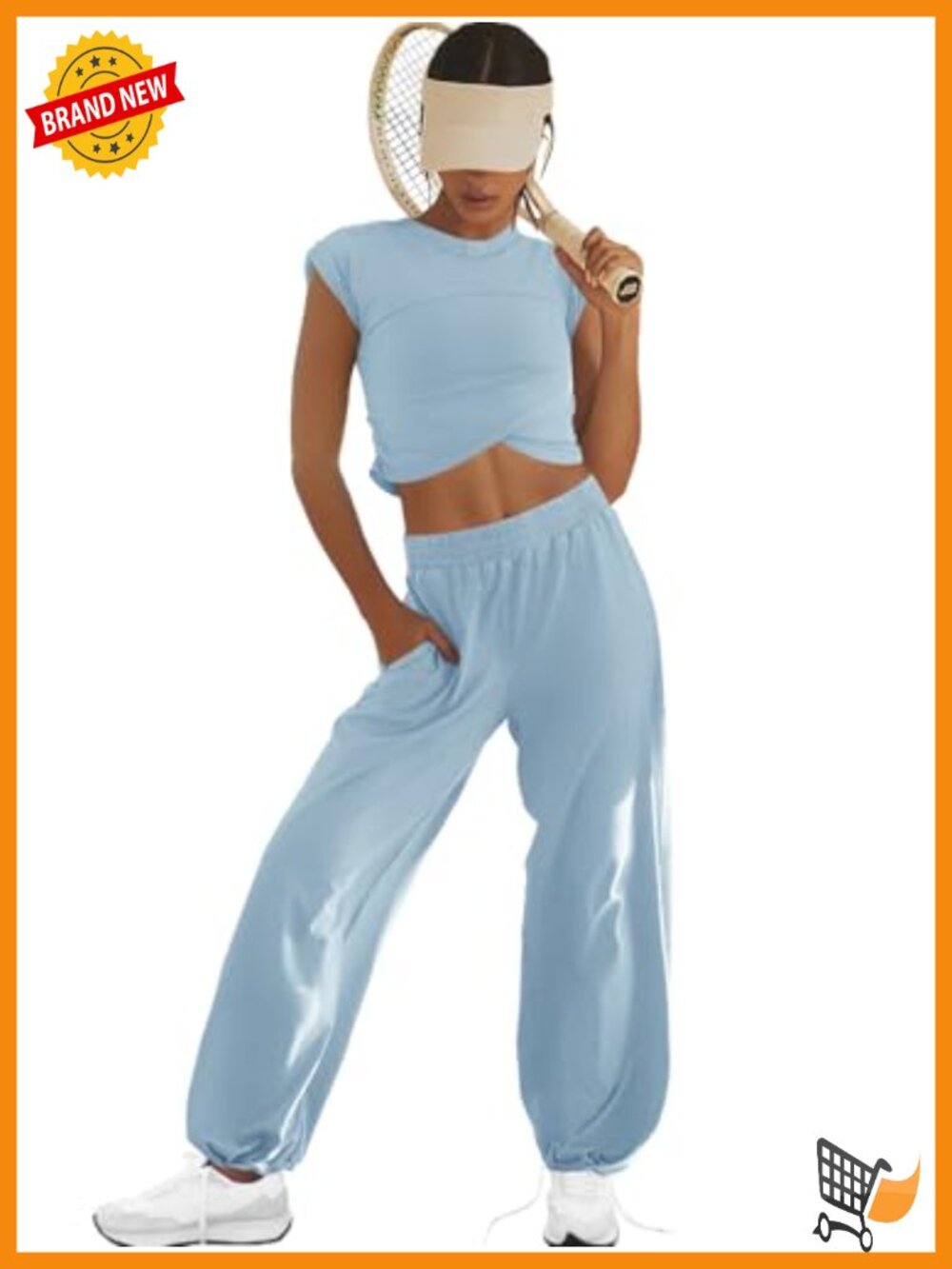 Womens cropped muscle tee wide leg pants lounge set with pockets